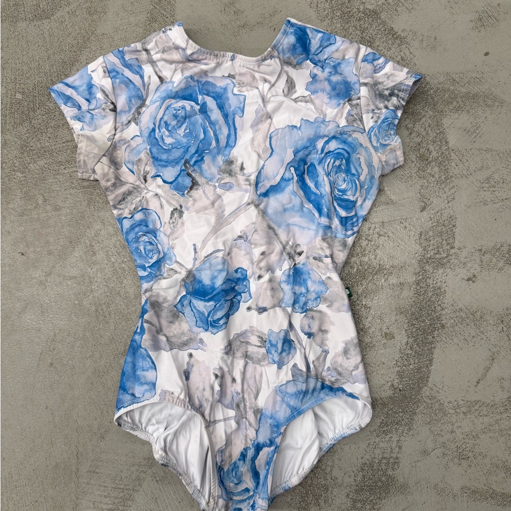 LUCKY LEO Floral Boat Neck Leotard - L